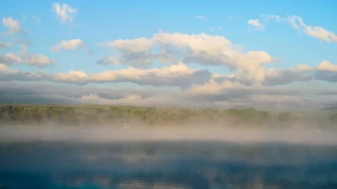 Fog On Lake Stock Footage 120659733