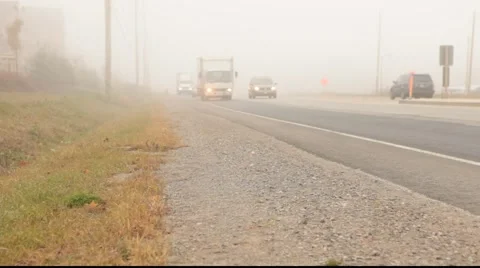 Fog - low visibility on the road Stock Footage 925190