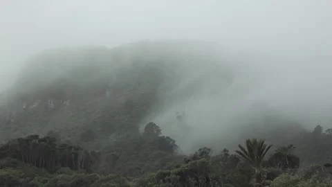 Fog mist blown onto mountain side Stock-Footage 160648295