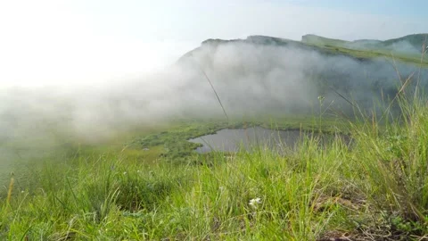 Fog On The Mountain Lake Video stock 137648896