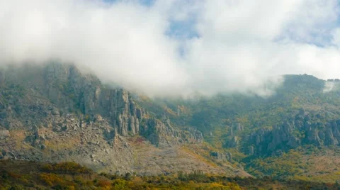Fog in mountains in autumn Stock Footage 68156410