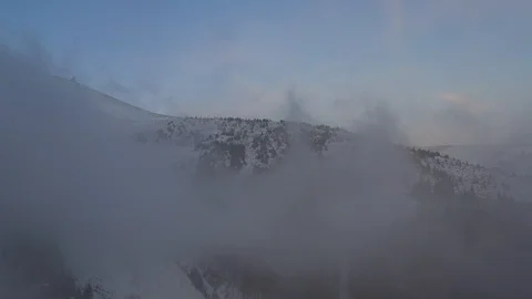 Fog in the mountains, frame with a drone. Stock Footage 129102830