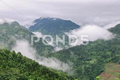 Fog in mountains Stock Photos