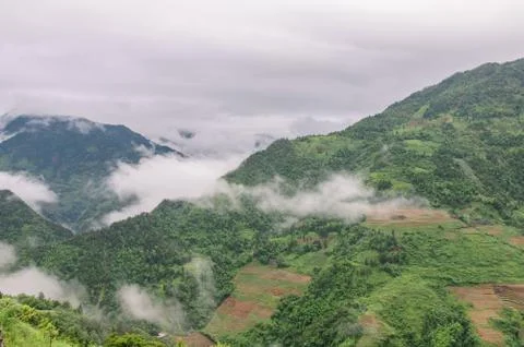 Fog in mountains Stock Photos