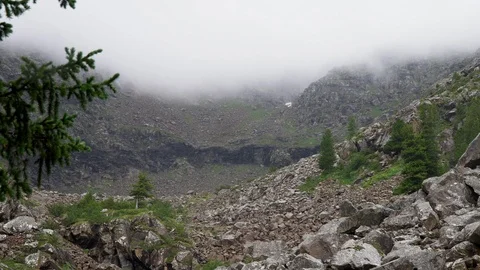 Fog in the mountains sayan Stock Footage 113078861