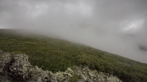 Fog in the mountains time lapse Stock Footage 72440727