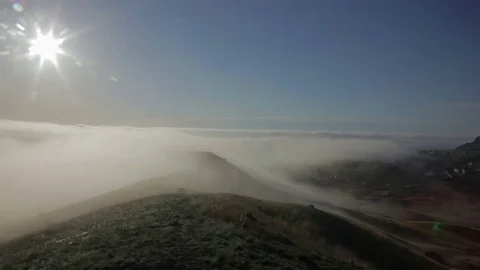 The fog moves through the hills Stock Footage 79435253