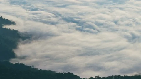 Fog moving on hill at mountain during the morning, time lapse Stock Footage 89678423