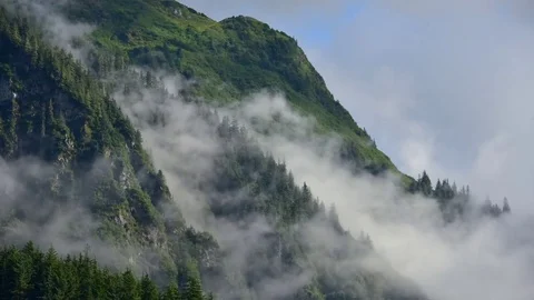 Fog moving on mountain top Stock Footage 80896540