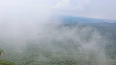 Fog moving over the high mountain. Rain fog moving. Stock Footage 136506647