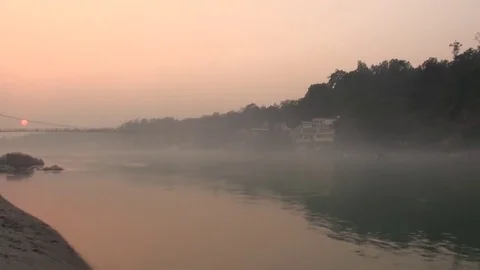 Fog near the river Stock Footage 72330533