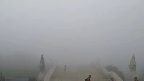 Fog obscured the big Buddha. Stock Footage 232220562