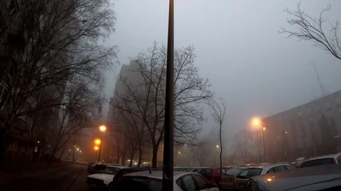 Fog Or Pollution In The City, Go Pro, 4K Stock Footage 124070962