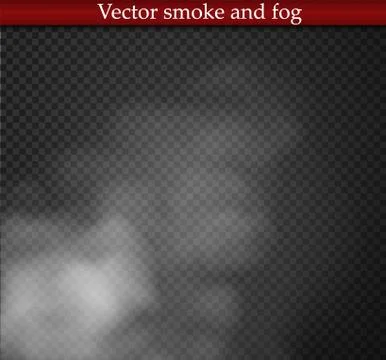 Fog or smoke isolated transparent special effect. White vector cloudiness, mist Illustrazione stock
