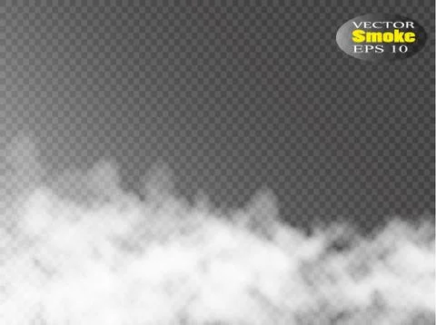 Fog or smoke isolated transparent special effect. White vector cloudiness, mi Ilustración de archivo