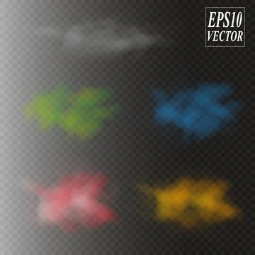 Fog or smoke isolated transparent special effect. White vector cloudiness, mist Stock Illustration