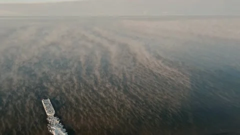 Fog over calm sea in cold winter day 스톡 동영상 148153451