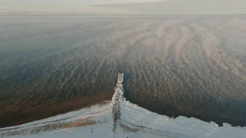 Fog over calm sea in cold winter day 스톡 동영상 148155563