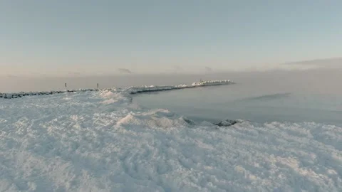Fog over calm sea in cold winter day 스톡 동영상 148156071