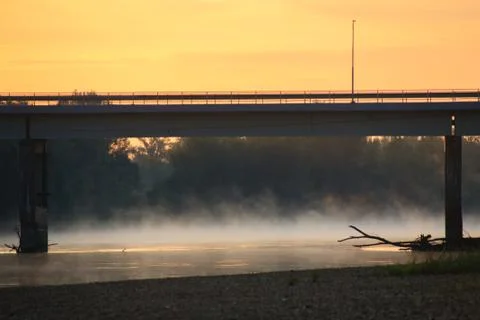 Fog over the Drava River Fotos Stock