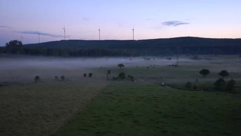 Fog over field at night. Video stock 69233373