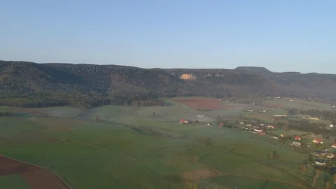 Fog over fields in the Table Mountains, aerial view Stock Footage 123652702
