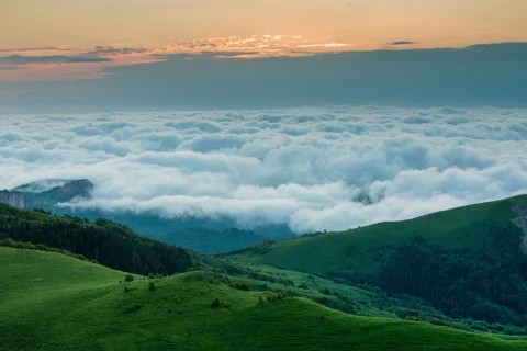 Fog over the forest in the mountains. Stock Footage 52584816