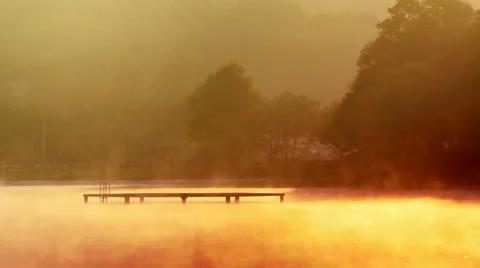 Fog over lake Stock Footage 10882171