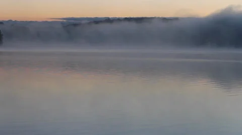 Fog Over Lake Stock Footage 35712123