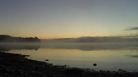 Fog Over Lake Water Stock Footage 59339486