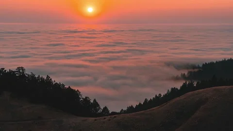 Fog over Mount Tamalpais at Sunset Timelapse Stock Footage