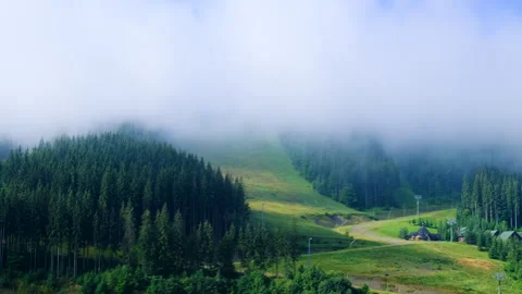 Fog over the mountains. Selective focus. Stock Footage 263714384