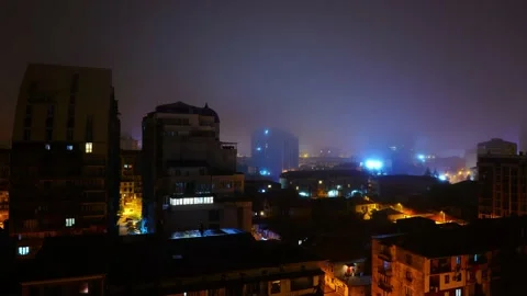Fog over the night city Stock Footage 153369211