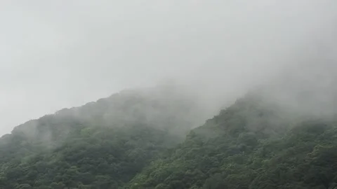 Fog over the peak in the morning Stock Footage 133721319