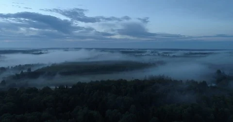 Fog over the river Stock Footage 94071097