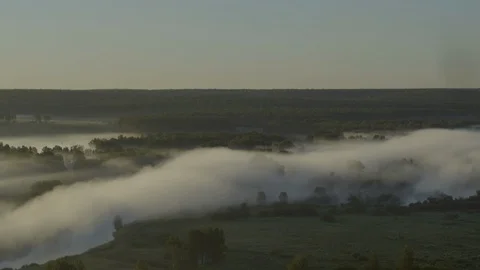 Fog over the river Stock Footage 94876021