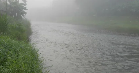 Fog over the river . Stock Footage 172302848