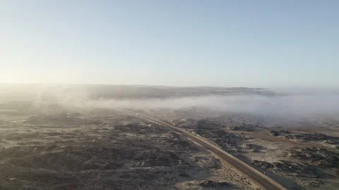 Fog over the road in desert in Namibia Stock Footage 265242267