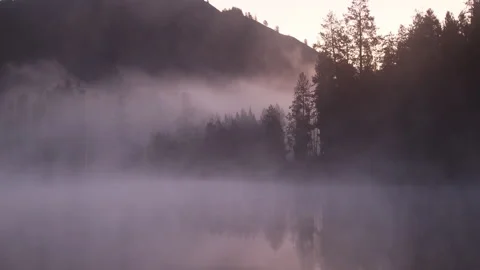 Fog Over the Snake River at Dawn in Autumn in Grand Teton National Park Vídeos de archivo 320801378