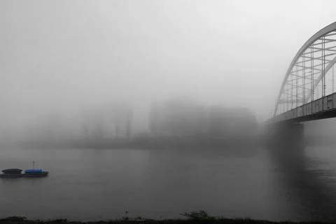 Fog over the Tissa. Stock Photos