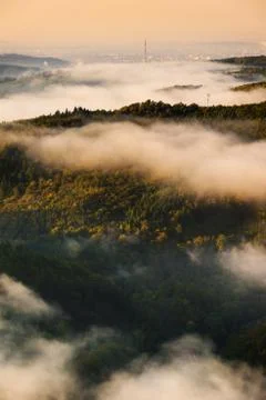Fog over a valley 2 Stock Photos