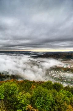 Fog over a valley 7 Stock Photos