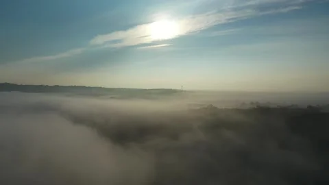 Fog over the valley in the countryside 스톡 동영상 240757976