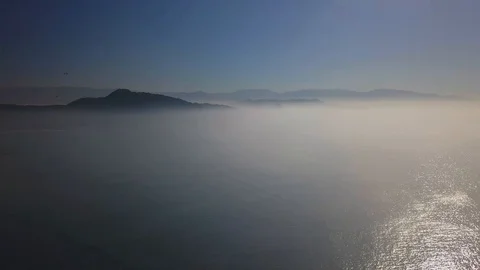 Fog over virgin coast of atlantic forest Stock Footage 127593766