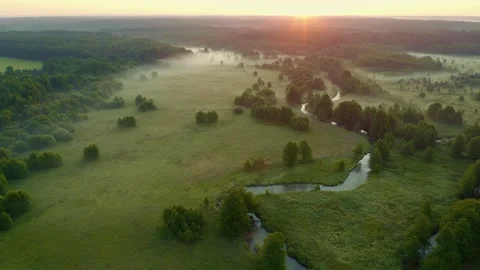 Fog over water surface, early morning Stock Footage 159233137