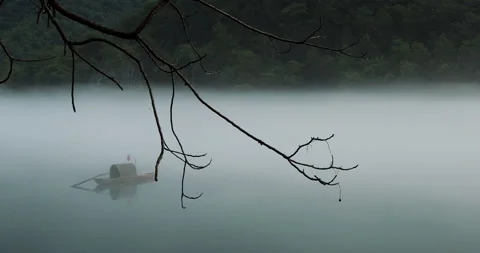 Fog overflowed the Xiaodong River Stock Footage 295587357
