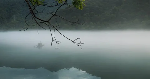 Fog overflowed the Xiaodong River Stock Footage 295587745