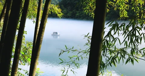 Fog overflowed the Xiaodong River Stock Footage 295591869