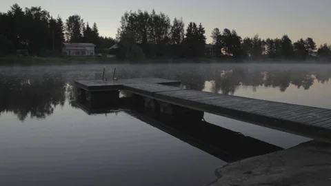 Fog on the river early in the morning 스톡 동영상 80929685