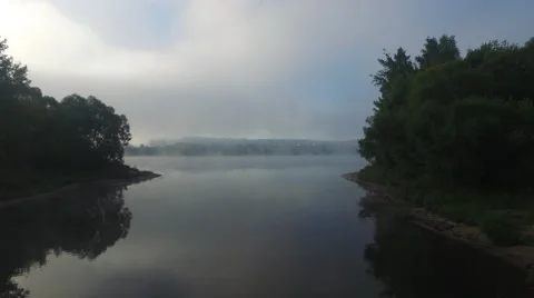 Fog on the river Stock Footage 56303988